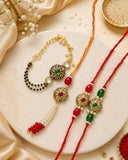 Bhaiya Bhabhi Rakhi Set with Bracelet – Premium Kundan &amp; Pearl Design