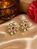 green Kundanfloral  Earrings
