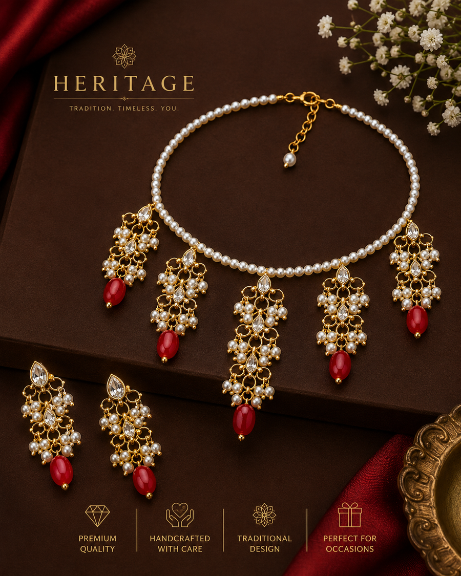 Red pearl Kundan  Necklace