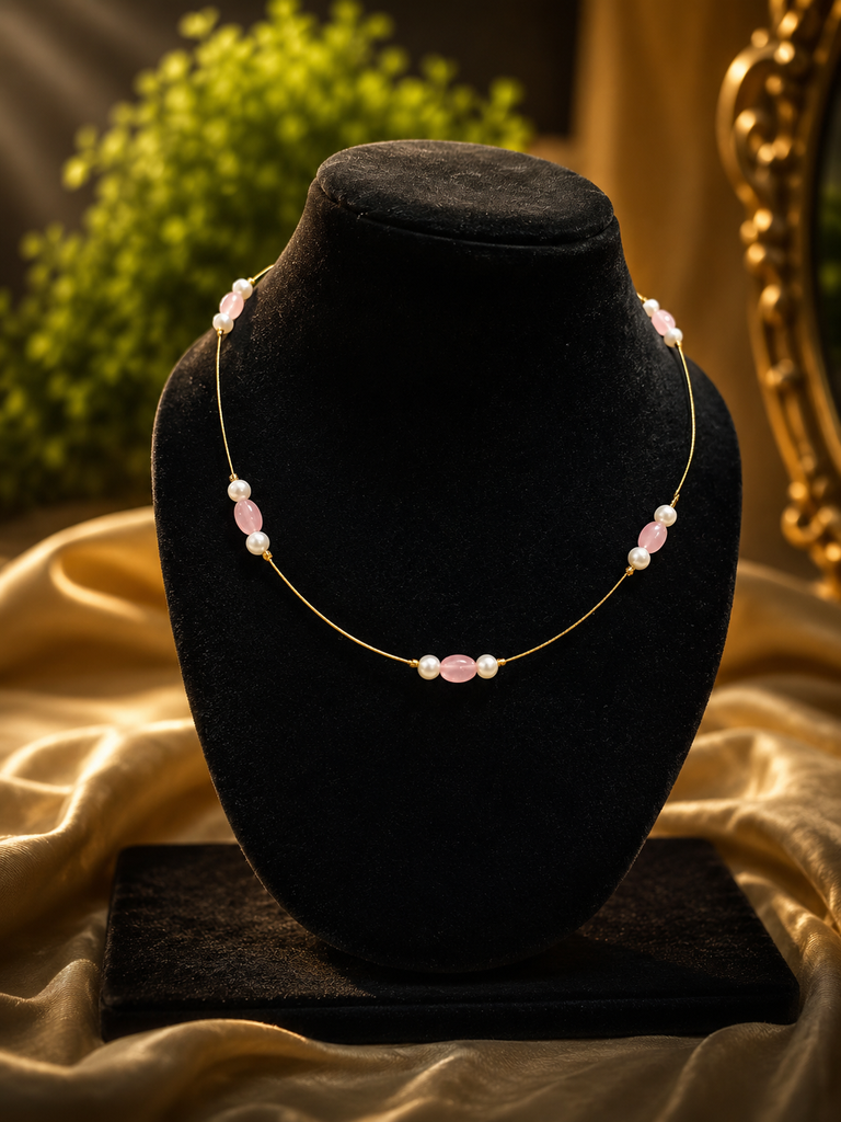 Pink beaded invisible necklace