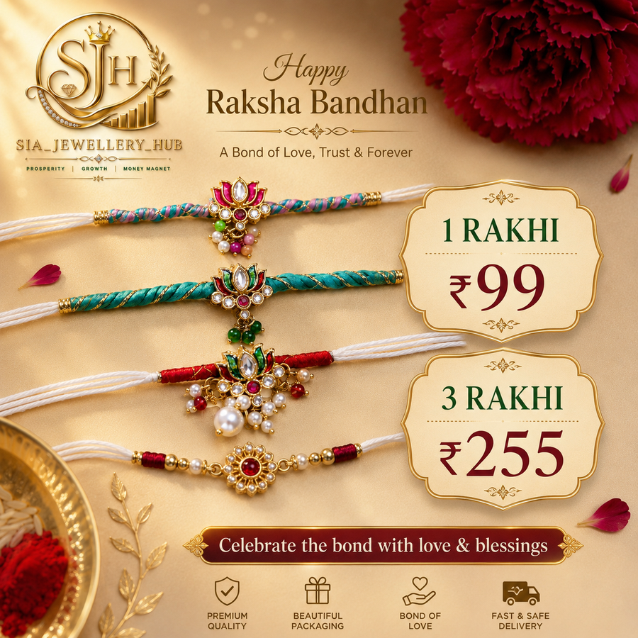 Multicolor lotus kundan rakhi