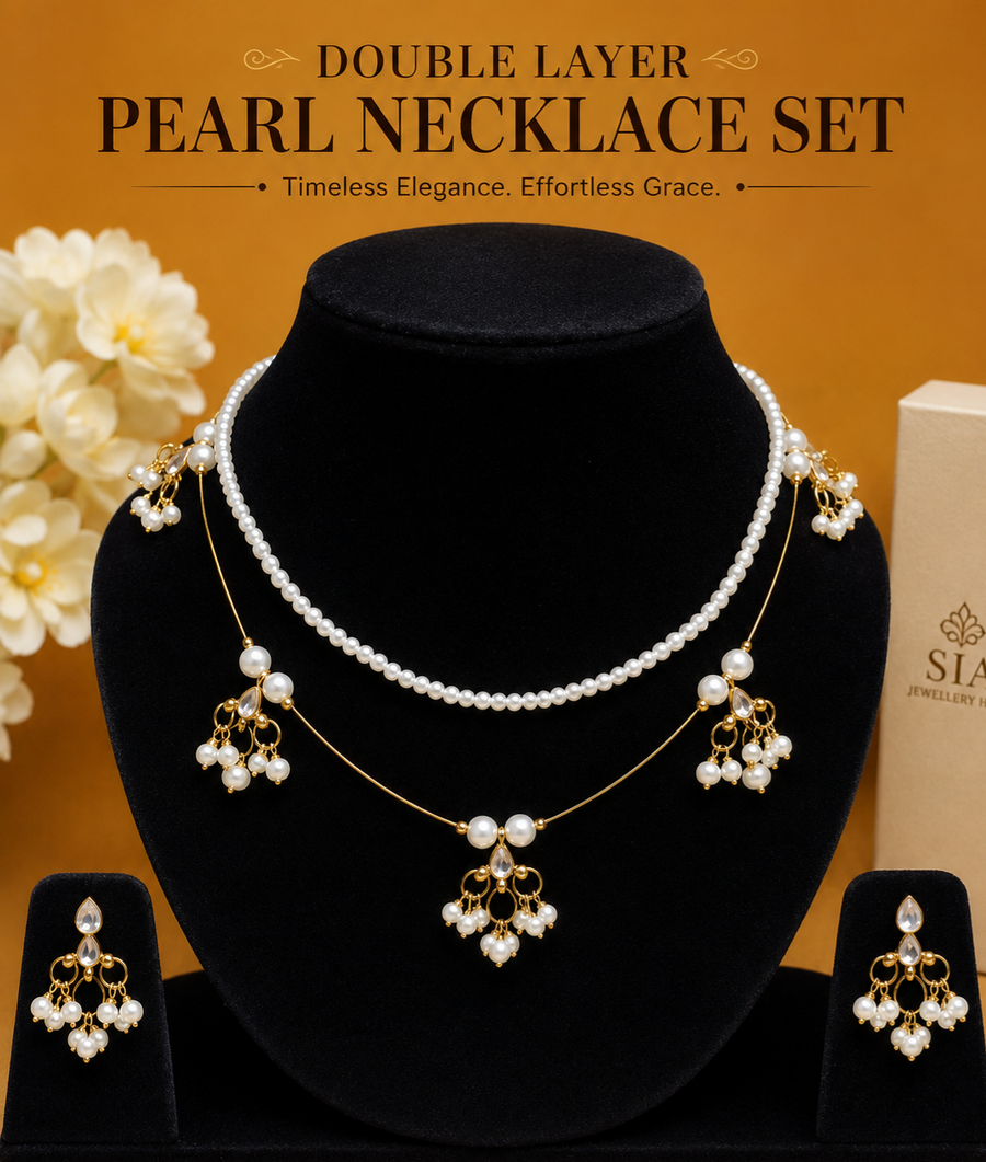 white pearl Double Layer Necklace