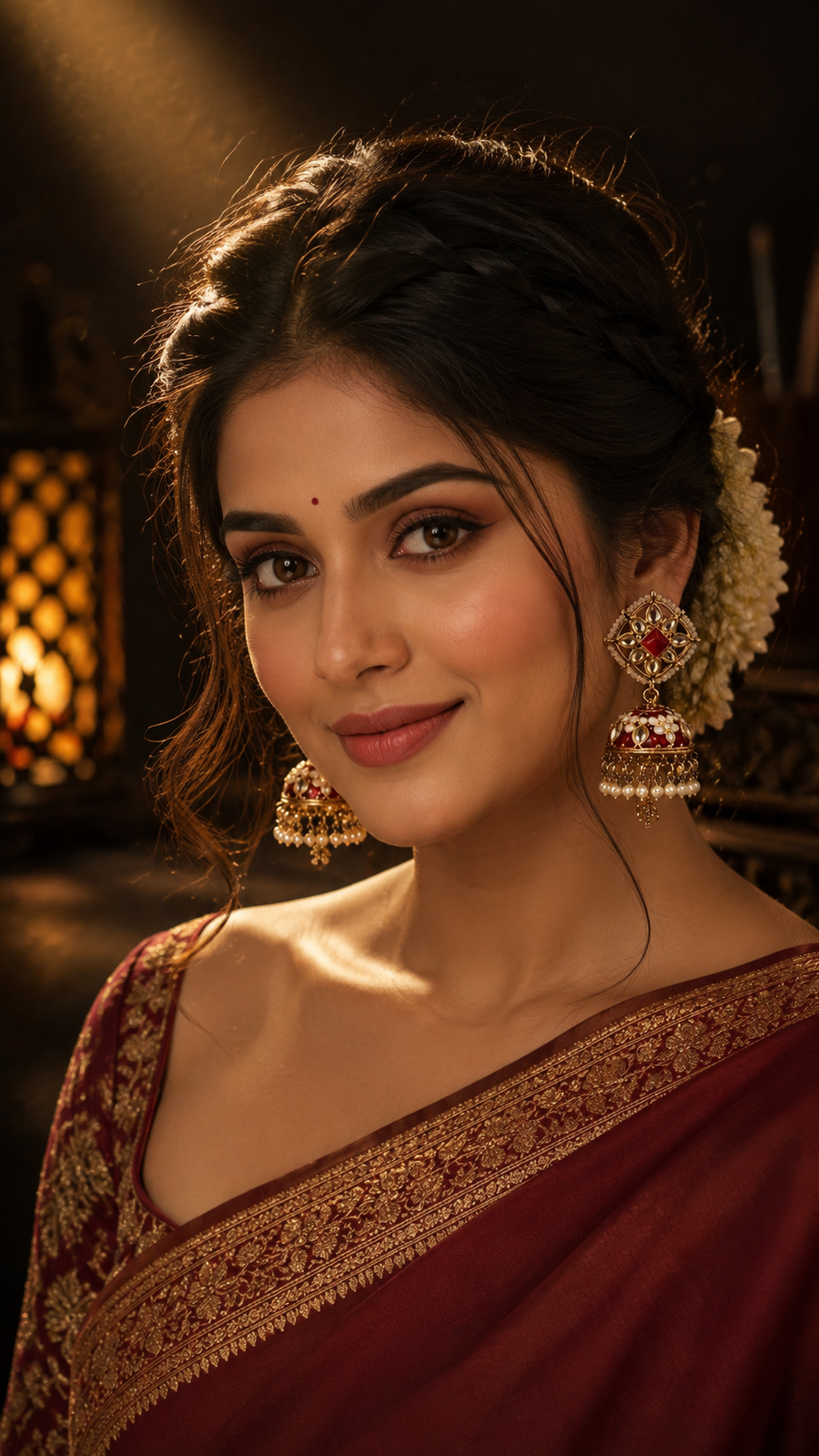Ruby Kundan Jhumka Earrings