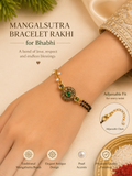 Green kundan couple rakhi set
