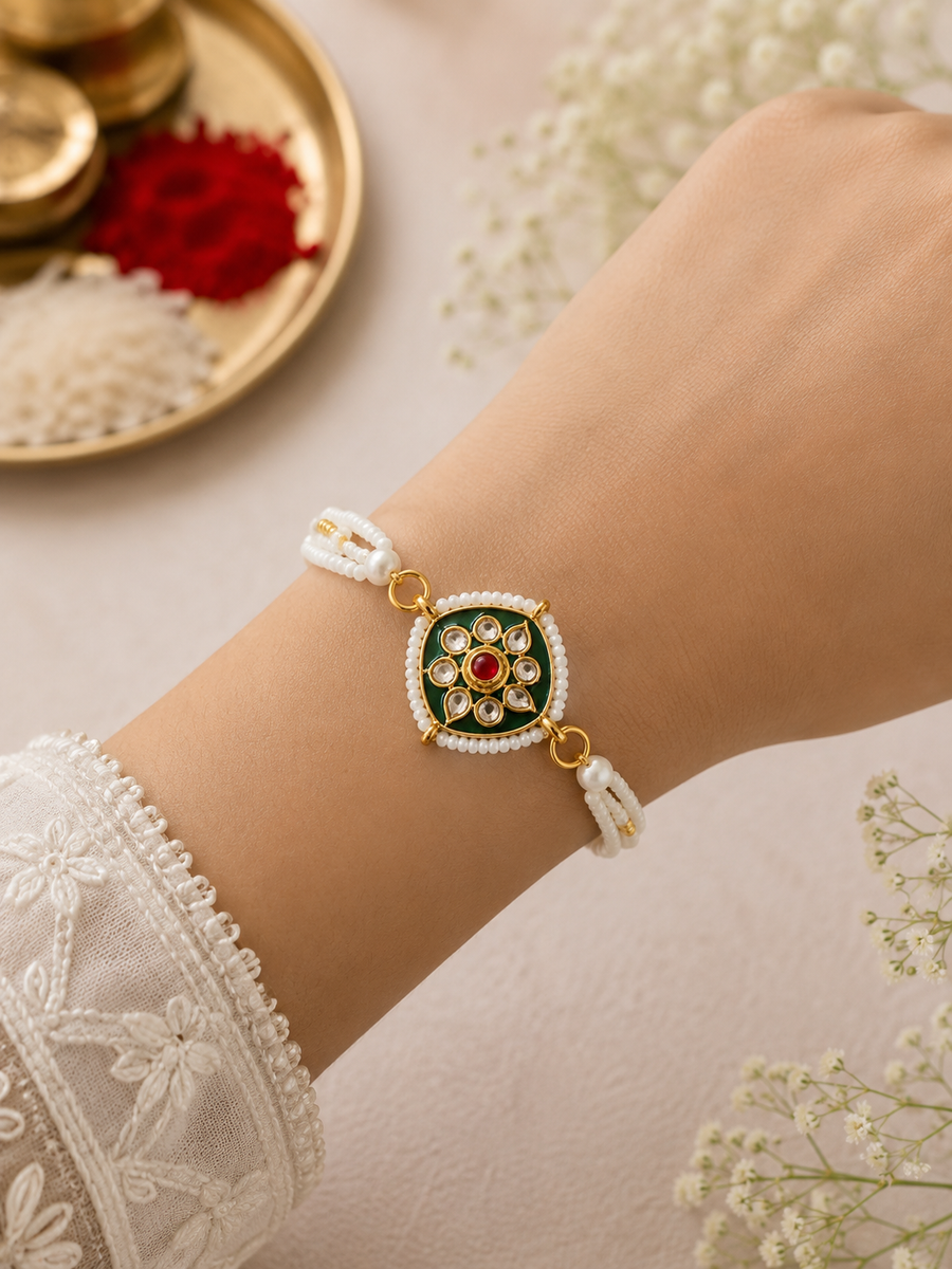 Green kundan beaded Braclet