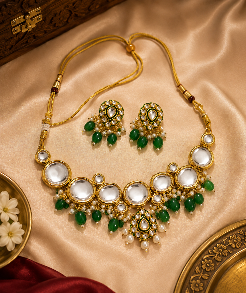 Emerald Green Kundan Necklace