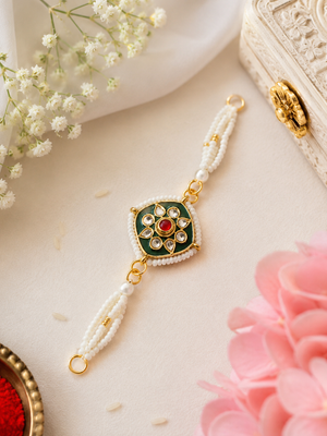 Green kundan beaded Braclet