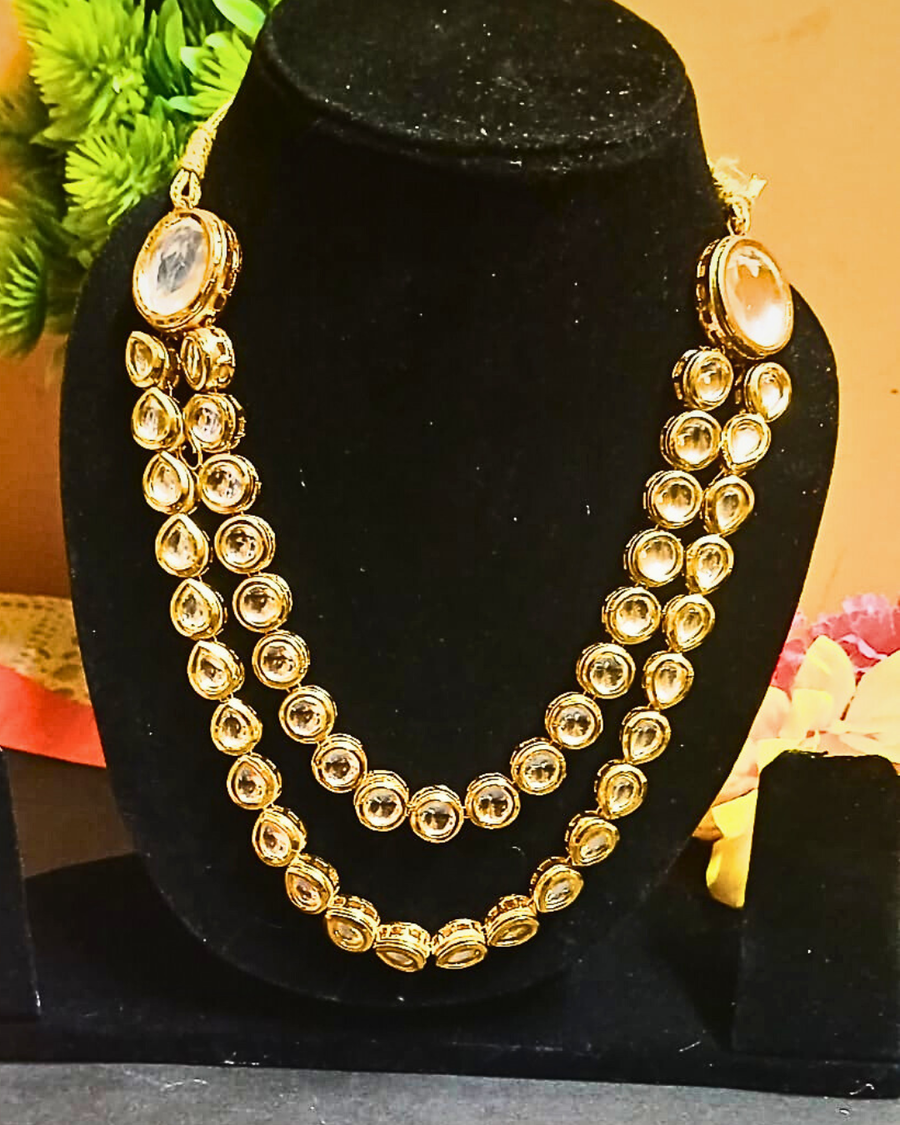Golden Double Layer Kundan Necklace